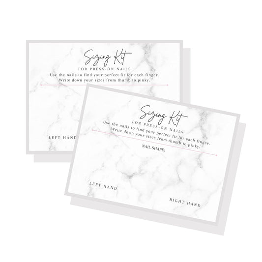 Press On Nail Sizing Card | 30 Pack | 5x7" inch Large Postcard |Press-On Nail Supplies | Press-On Nail Kit | Sizing Guide for Press-On Nails | Marble Design
