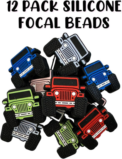 Off Road SUV Silicone Focal Bead Set | 12 Pc Mixed Pack