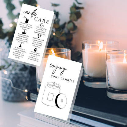 Candle Care Instruction Cards | 50 Pack | 2 x 3.5” inch Business Card