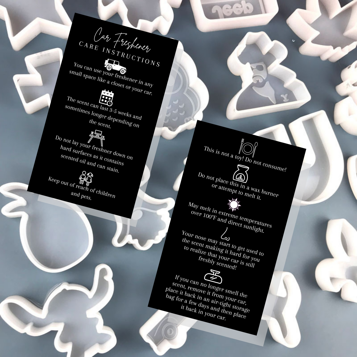 Car Freshie Care Instruction Cards | 2x3.5" inches Business Card