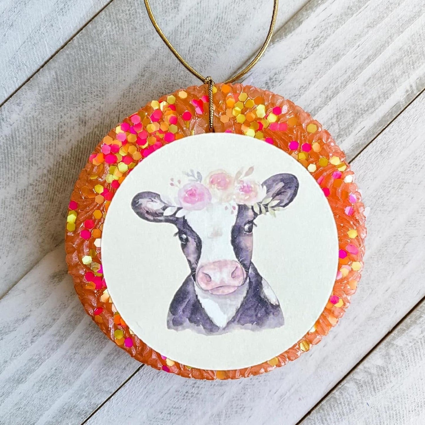 Dairy Cow with Floral Crown Cardstock Cutouts for Freshies | 12 Pack