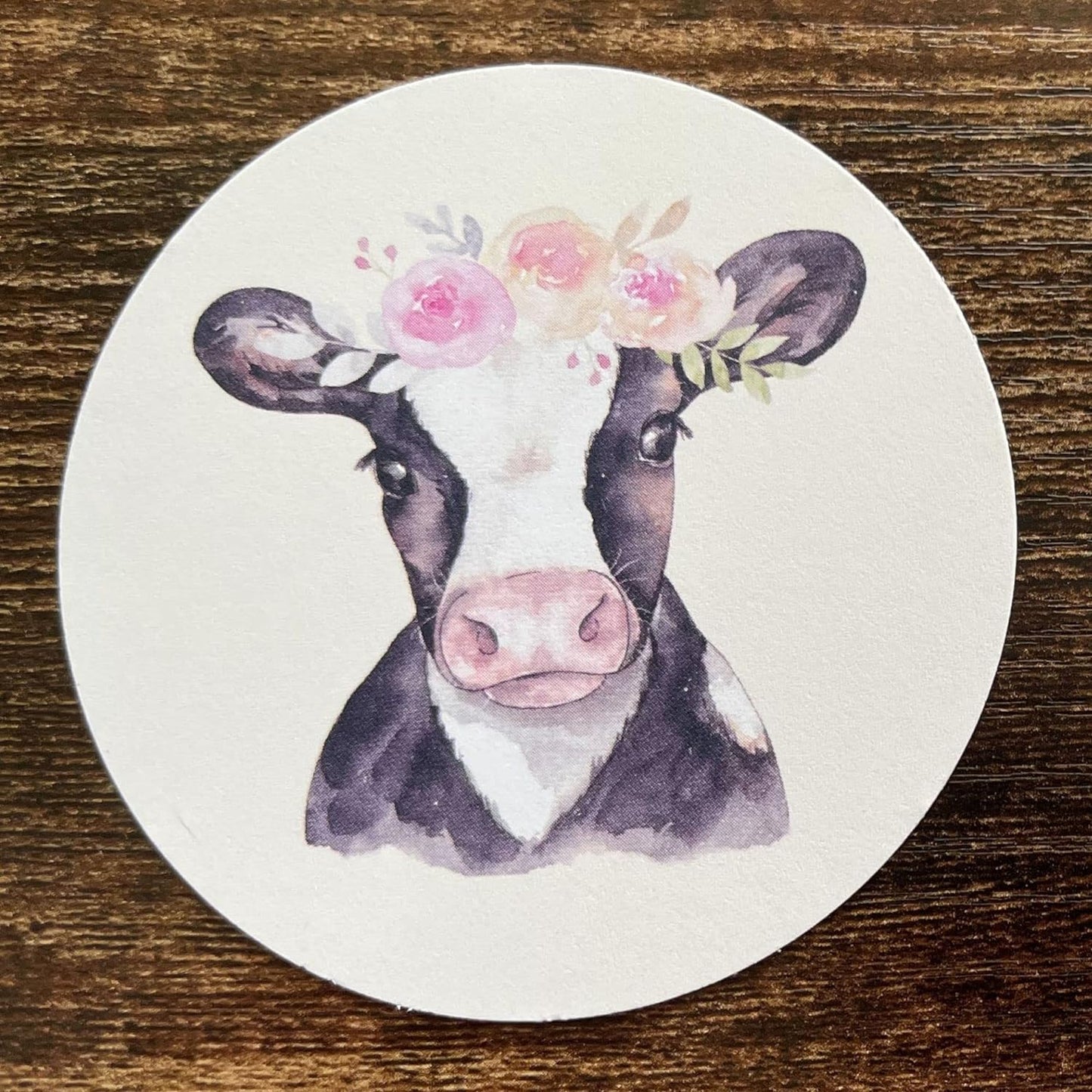 Dairy Cow with Floral Crown Cardstock Cutouts for Freshies | 12 Pack