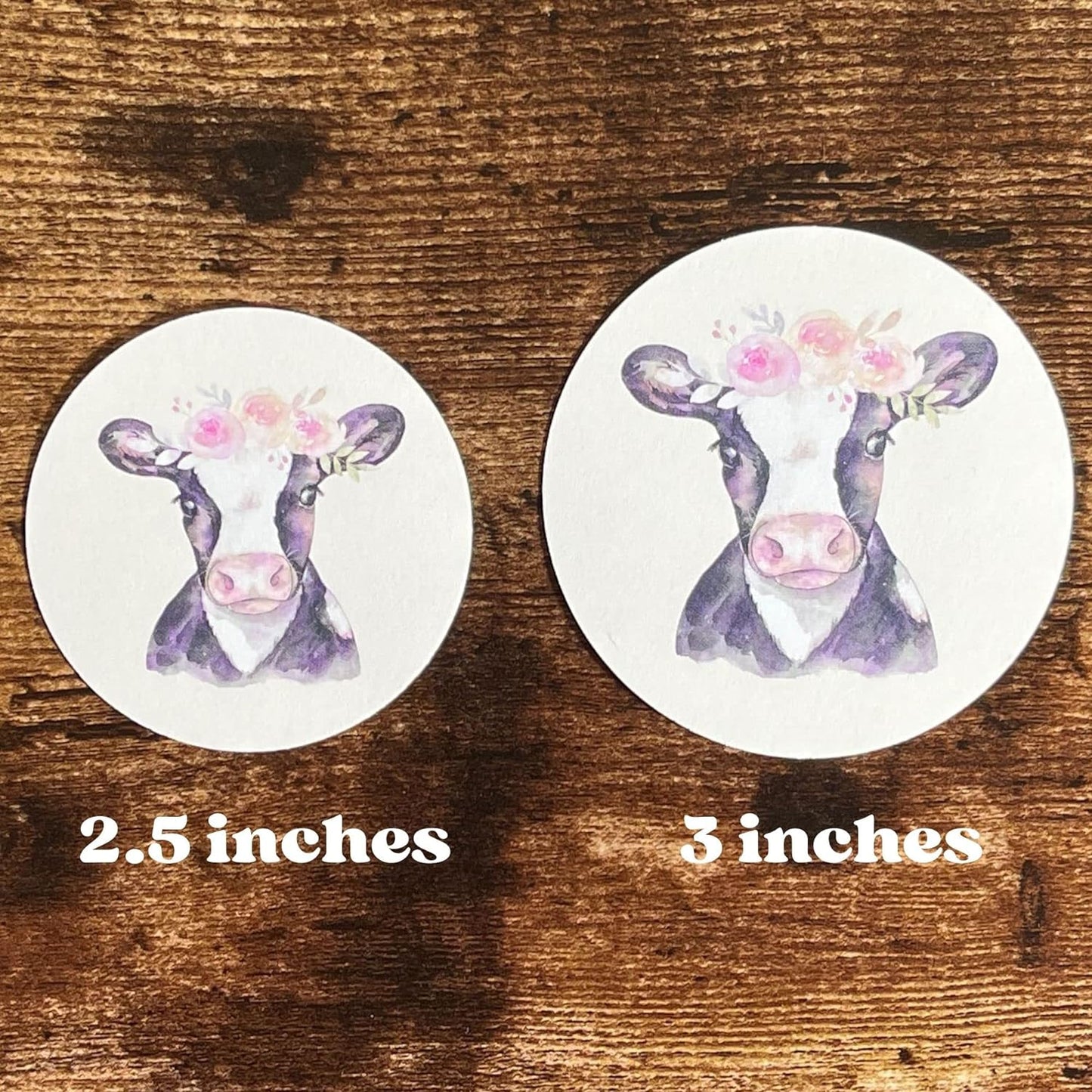 Dairy Cow with Floral Crown Cardstock Cutouts for Freshies | 12 Pack
