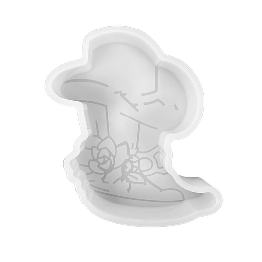 Cowboy Boots and Hat with Flowers Silicone Mold