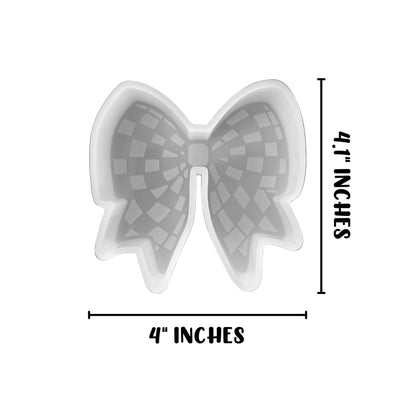 Bow Freshie Silicone Mold Checkered 4x4.1x0.8” Southern Car Air Freshener Trendy Teenager Girl Pink for Beads Oven Safe