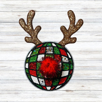 Reindeer Antler Disco Ball Christmas Rudolf Car Freshie Silicone Mold 2.7x4.1x0.8” Gnome Nutcracker Aroma Beads Oven Safe Holiday
