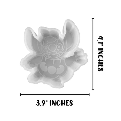 Halloween Blue Character Alien in Pumpkin Silicone Freshie Mold 3.9x4.1x0.8” Koala Hawaiian Spooky Boo Kids Movie Aroma Beads Oven Safe