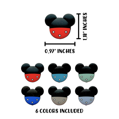 Mouse Ears Silicone Focal Beads 12pk Bulk 0.97x1.18” Magical Beadable Pen Character DIY Bracelet Making Kit Castle Keychain Mixed Craft