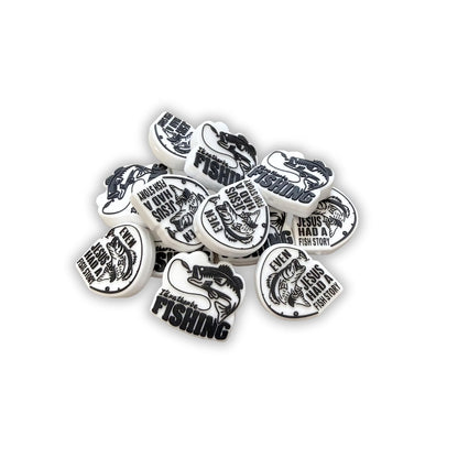 Even Jesus Had a Fishing Story and I’d Rather Be Fishing Silicone Focal Bead 12pk 6 Each Design Manly Bible Verse Beadable Pen Faith Christian