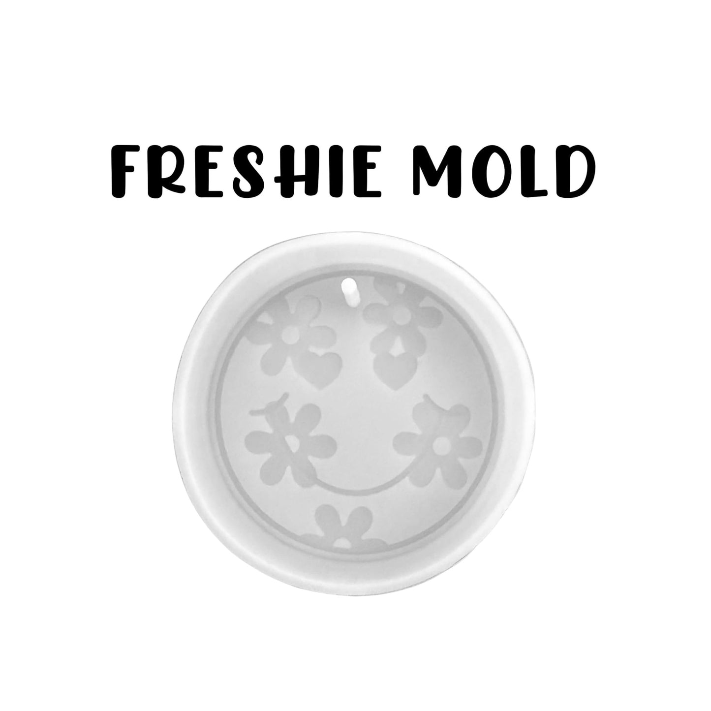 Smiley Face with Flowers Silicone Freshie Mold 4” 90’s Retro Trendy Car Candle Hanger Unique Drip Design DIY Oven Bake Scented