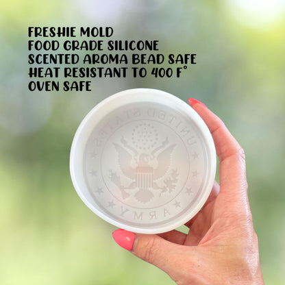 Military Branch United States Silicone Freshie Mold 4” Circle 0.8” D Scented Aroma Beads Men’s Patriotic Armed Forces Soldier American Flag USA