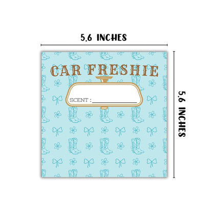 Teal Cowgirl Boots Rope Cardstock Inserts for Freshie Bags 30pk 5.6x5.6” Packaging Care Instructions Ideal for Sacks 6” Square Backers for Customers Country Chic