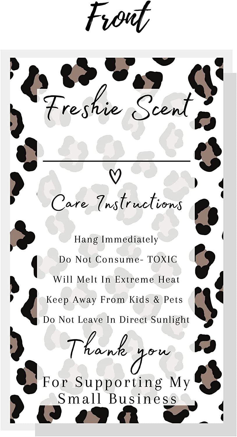 Freshie Label Stickers | 60 Pack | 2x3.5" inches Stickers | Freshies Supplies for DIY Crafts for use with Freshies Supplies, Beads and Silicone Molds, Freshies Scent Labels | Leopard Background Design