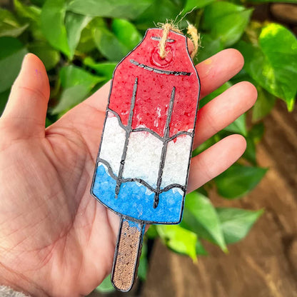 Bomb Pop Car Freshie Silicone Mold American 4th of July Popsicle Red White Blue 5.5x1.5x0.8” inches for Scented Aroma Beads Starter Kit Heat Resistant to 450 F Degrees Oven Bake