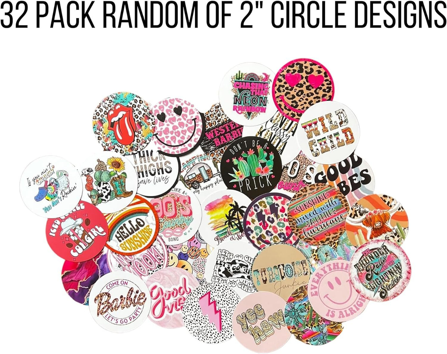 Cute Trendy Freshie Cardstock Cutouts Rounds 2” inch Mix Designs | 32 pk | Scented Aroma Beads Bake with Mold for Car Freshie, Leopard, Smiley, Country Chic