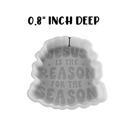 Jesus is The Reason for The Season Silicone Freshie Mold 3.7x4x0.8” Christmas Christian Church Cross Cardstock Prayers Bible Verses Aroma Beads Oven Safe