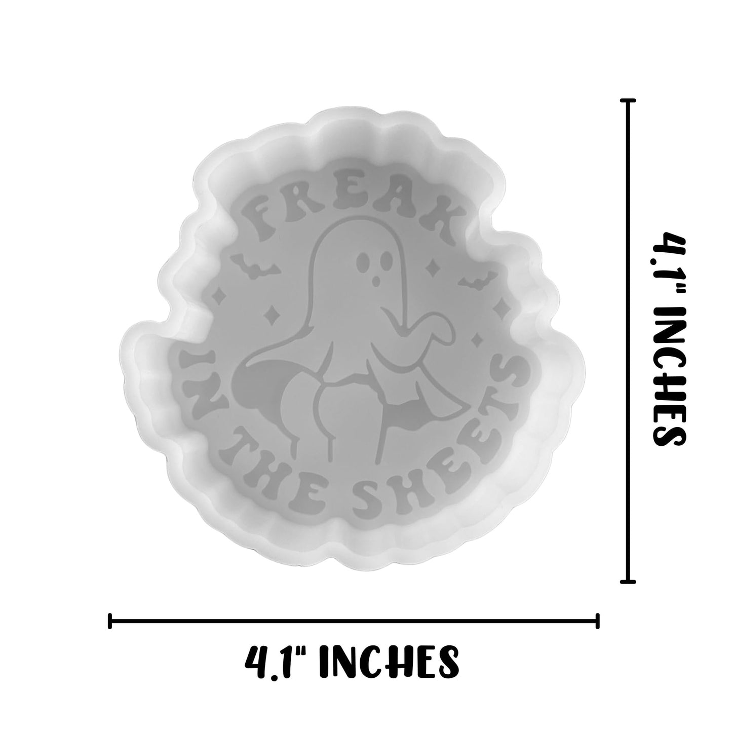 Freak in The Sheets Ghost Boo Silicone Car Freshie Mold Halloween Funny 4.1x4.1x0.8” Boujee Fall Pumpkins Black Cat Aroma Beads Oven Safe
