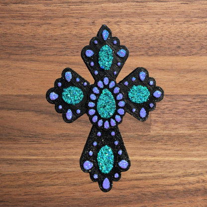 Western Cross Silicone Freshie Mold 4x3” Country Church Religious Christian Leather Boots for Aroma Beads Charm Rustic Car Candle