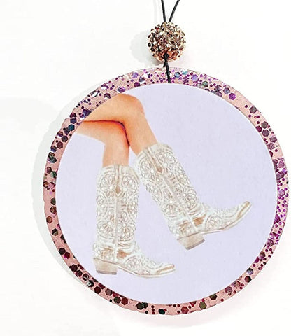 Silver Cowgirl Boots Cardstock Cutouts for Freshies | 12 Pack | 2.5" Inch Circles | Freshie Supplies | Western Designs