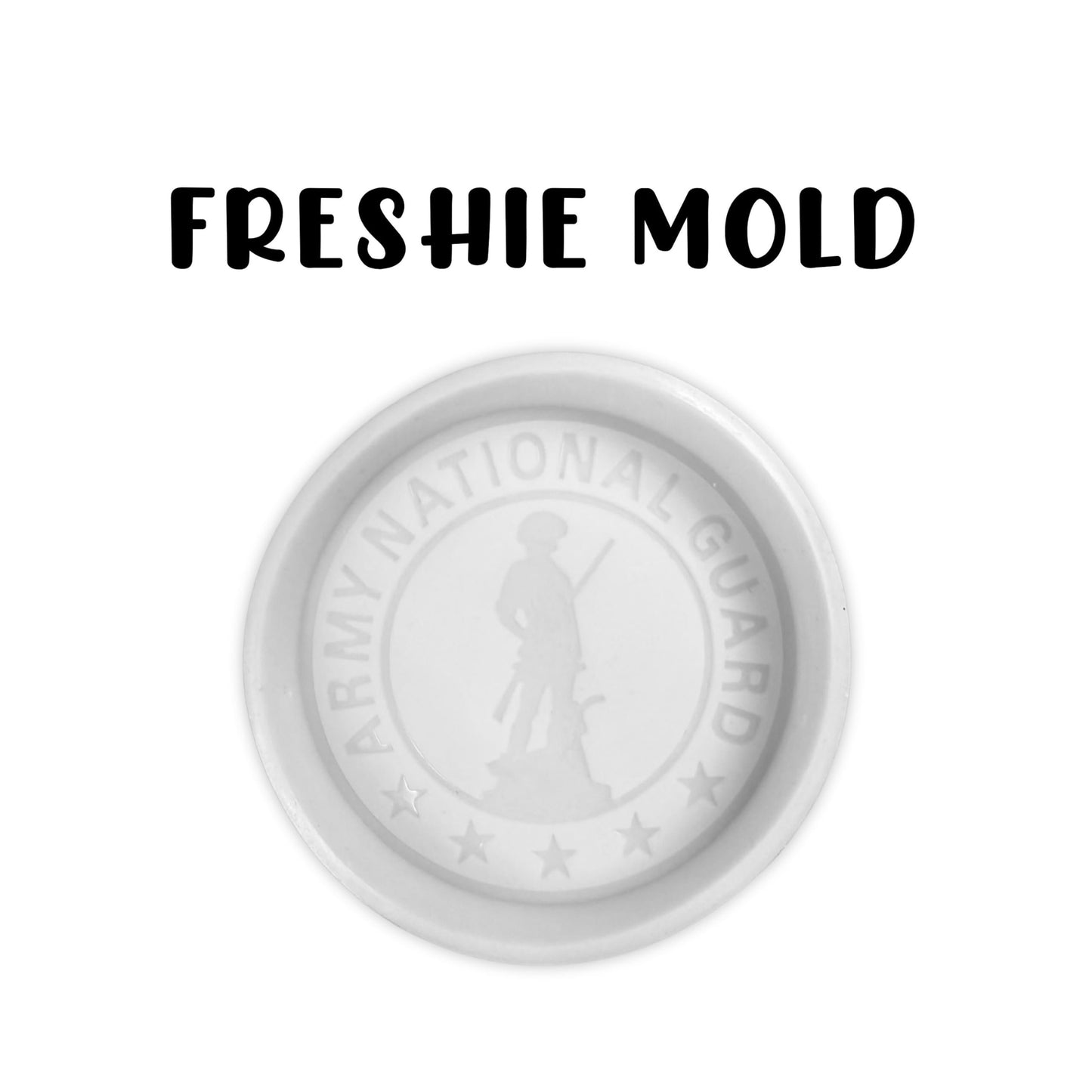 Military Branch United States Guard Silicone Freshie Mold 4” Circle 0.8” D Scented Aroma Beads Men’s Patriotic Veteran Soldier American Flag USA