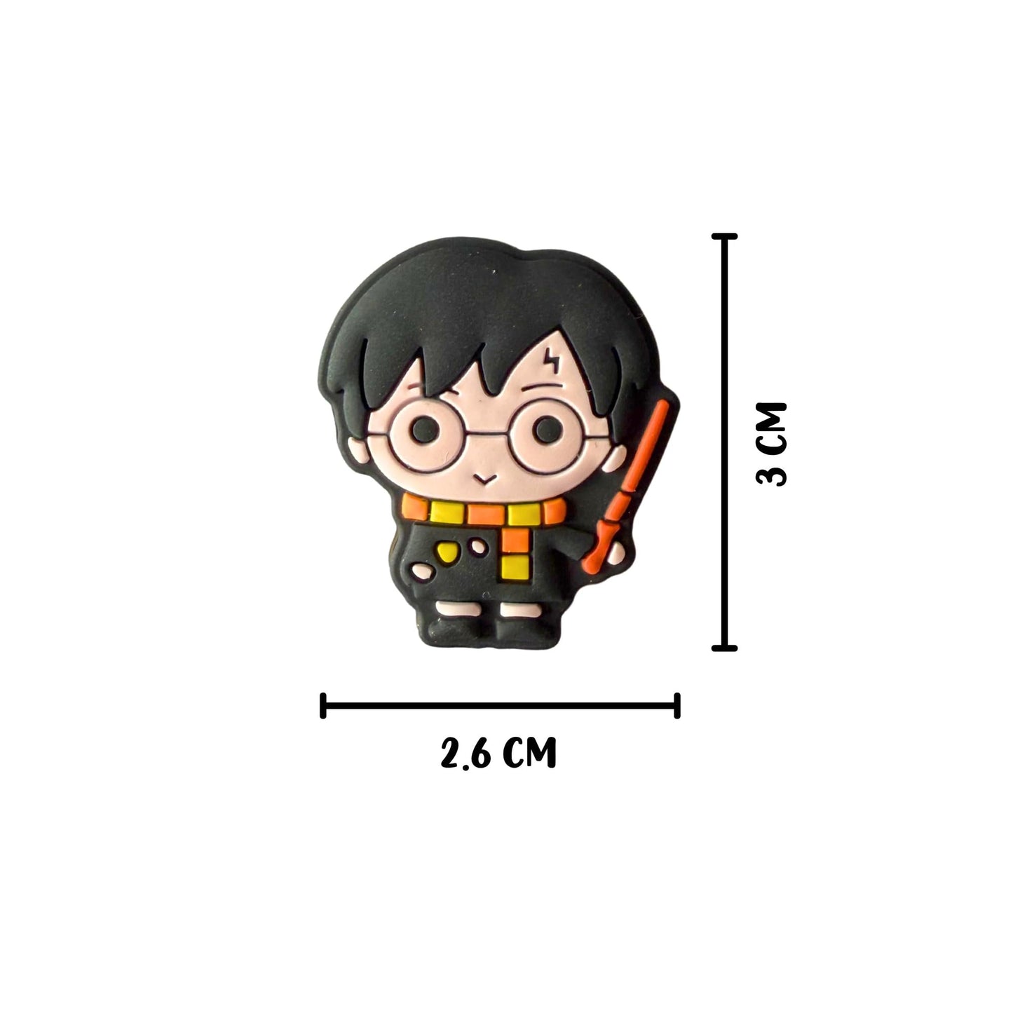 Wizard Boy Silicone Focal Bead 12pk Bulk 3cm Magical World Wand Book Character Hog Lightening Bolt Pott for Beadable Pens Keychains Freshie Hangers