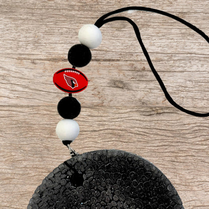 Arizona Focal Bead Football Shaped 12pk 1.17” for Bulk Keychains Silicone Charm Cardinal Beadable Pens Freshie Hangers Logo Game Day Red White Black
