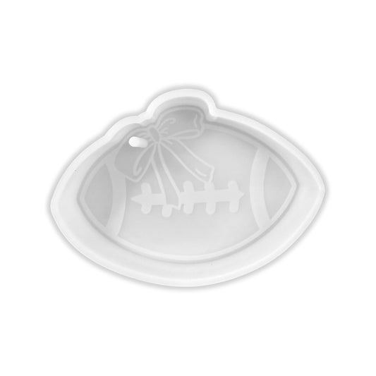 Football with Bow Silicone Freshie Mold 4.6x3.25” Car Freshener Fall Sports Boo Team College Aroma Oven Safe Manly Spirit Scented Beads