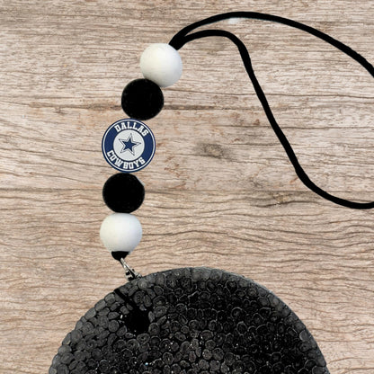 Dallas Focal Bead Sports Football Logo 12pk 1.18” for Bulk Keychains Silicone Charm Cowboy Beadable Pens Freshie Hangers Blue and Silver