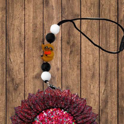 Sloth Holding a Heart 3D Silicone Focal Bead 12pk Bulk Zoo Animal Lover Slow Anxiety 2.8cm for Beadable Pen Keychain Freshie Accessories