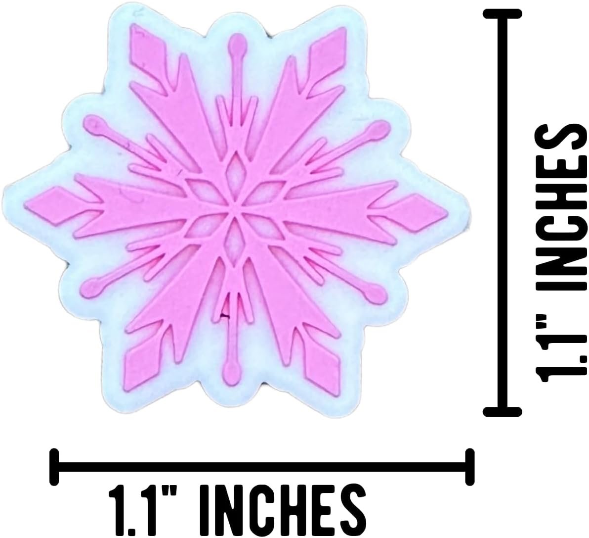 Lashicorn Pink Snowflake Silicone Focal Bead | 12 Pack Christmas Holiday Winter for Freshie Hangers Beaded Pens 1.1” Wholesale Bulk Keychain Brushes