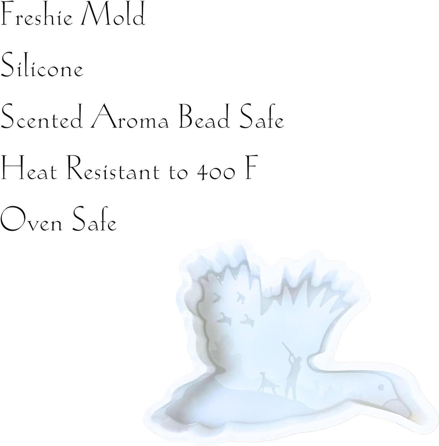 Duck Hunting Car Freshie Silicone Mold 2.75 x 4.25 x0.8” Hunter Manly Mallard Call Pheasant Heat Tolerant Oven Safe Bake 450 F for Scented Aroma Beads