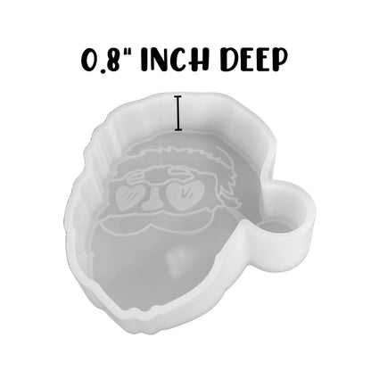 Santa Claus with Heart Eyes Car Freshie Silicone Mold Christmas Holiday Disco Ball Trendy DIY Unique Scented Aroma Beads Present Cardstock Oven Safe
