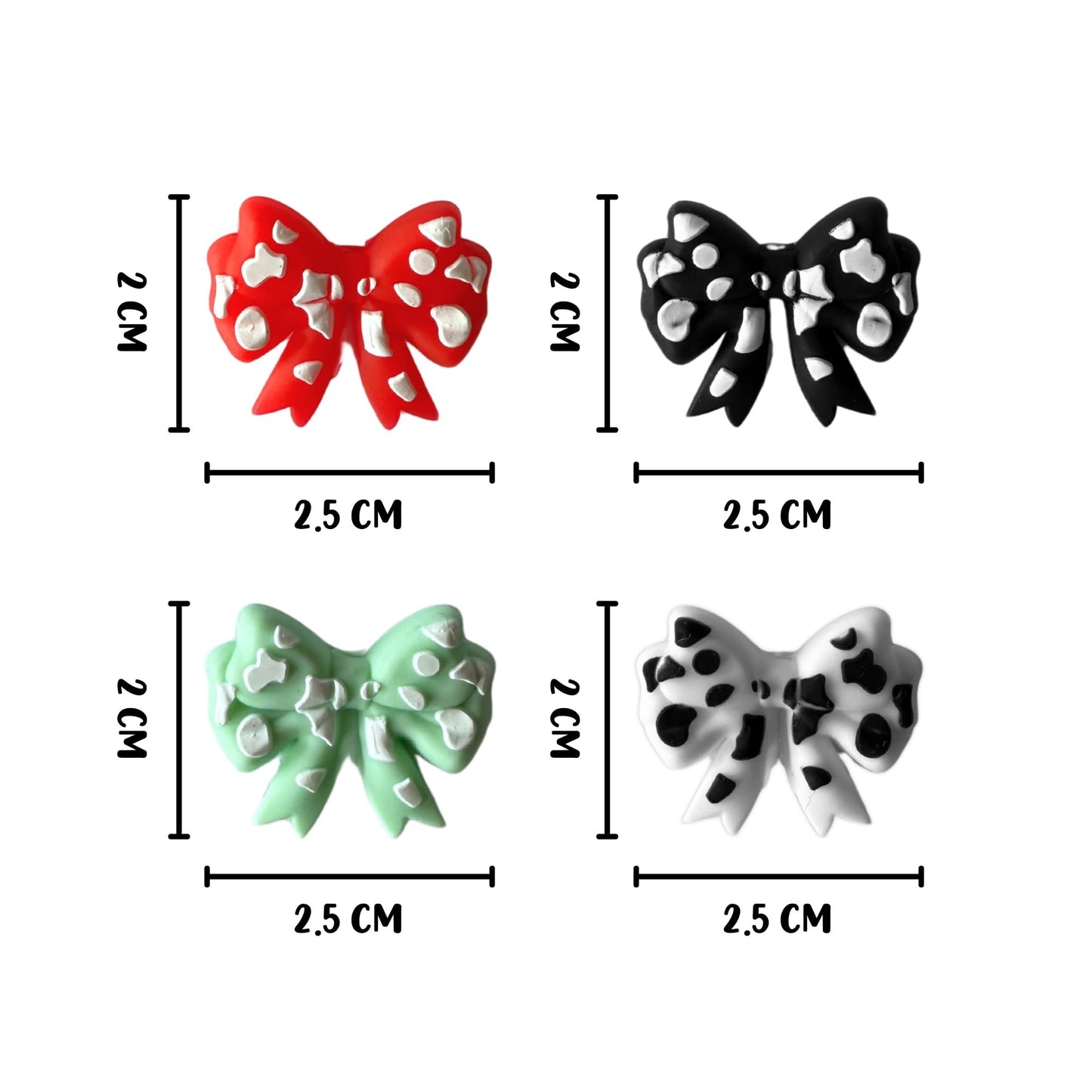 Bow Cow Print 3D Silicone Focal Beads 12 Mixed Assorted Pack 2.5cm for Beadable Pens Keychains Freshie Hangers Bulk Mama