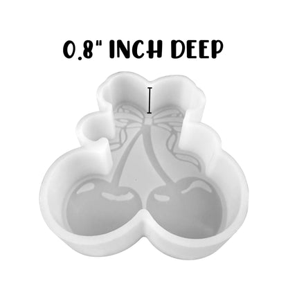 Cherries with Bow Silicone Freshie Mold 3.5x4” Car Candle Cherry Retro 90’s Trendy Summer Scented Aroma Beads Wholesale Supplies DIY