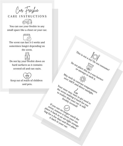 Car Freshie Instruction Card