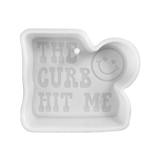 The Curb Hit Me Smiley Face Heart Eyes Silicone Freshie Mold 3.75x3.25” Sarcastic Humor Saying Car Candle Bad Mom Club