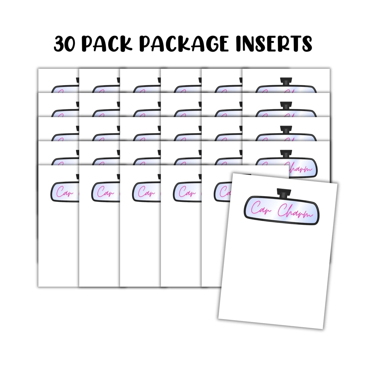 Car Charm Insert for Package Cardstock Care Instructions 50pk 5x7” for Customers Packaging Freshies Sublimation Hanging Rearview Mirror Gift