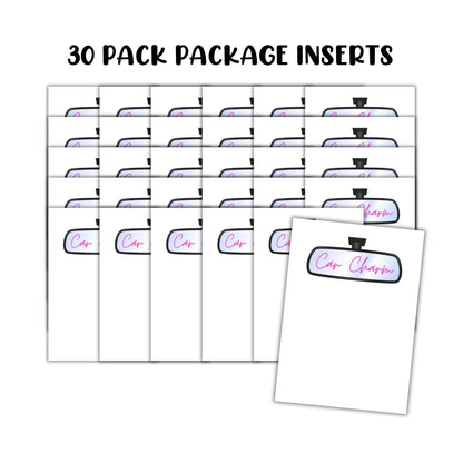 Car Charm Insert for Package Cardstock Care Instructions 50pk 5x7” for Customers Packaging Freshies Sublimation Hanging Rearview Mirror Gift