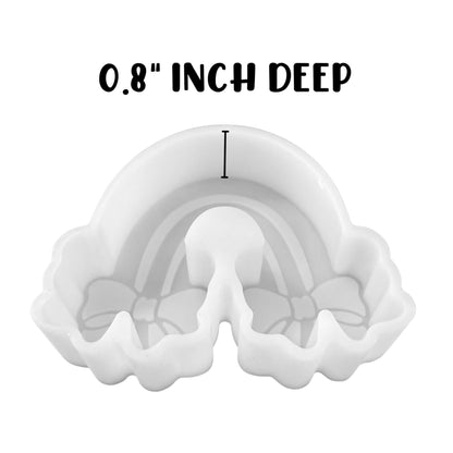 Rainbow with Bows for Clouds Silicone Car Freshie Mold 4x3.5” Scented Aroma Beads Girly Pride Freshener Era Unique Candle Colorful