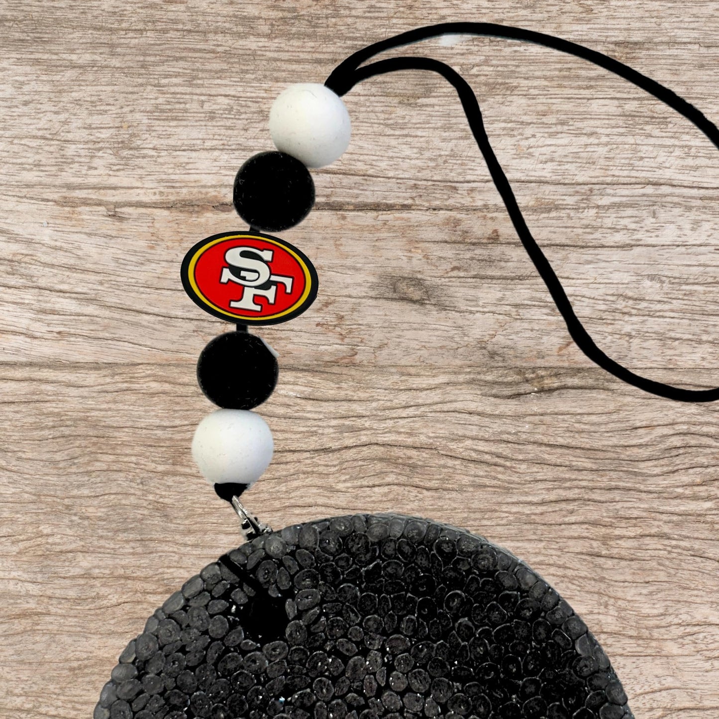 Francisco Focal Bead Sports San Football 12pk 1.17” for Bulk Keychains Silicone Charm Beadable Pens Freshie Hangers Logo Game Day Red White Gold