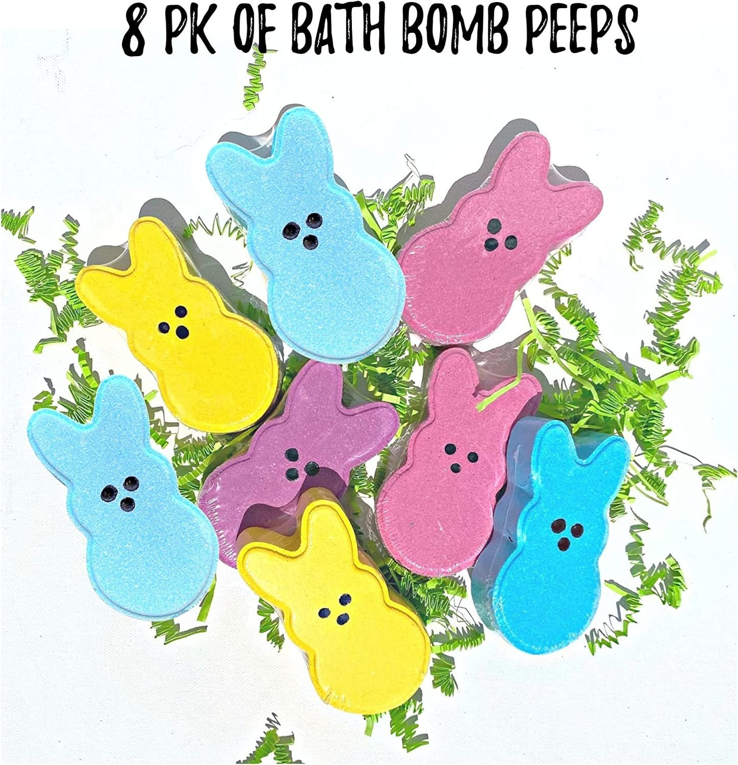 Easter Bunny Marshmallow Shaped Bath Bombs | 8pk | 3.7x2” inches | Multi Color | Pink, Blue, Yellow, Purple | Easter Bath Bomb | Easter Bunny, Easter Basket, Easter Egg | Easter Basket Goodies