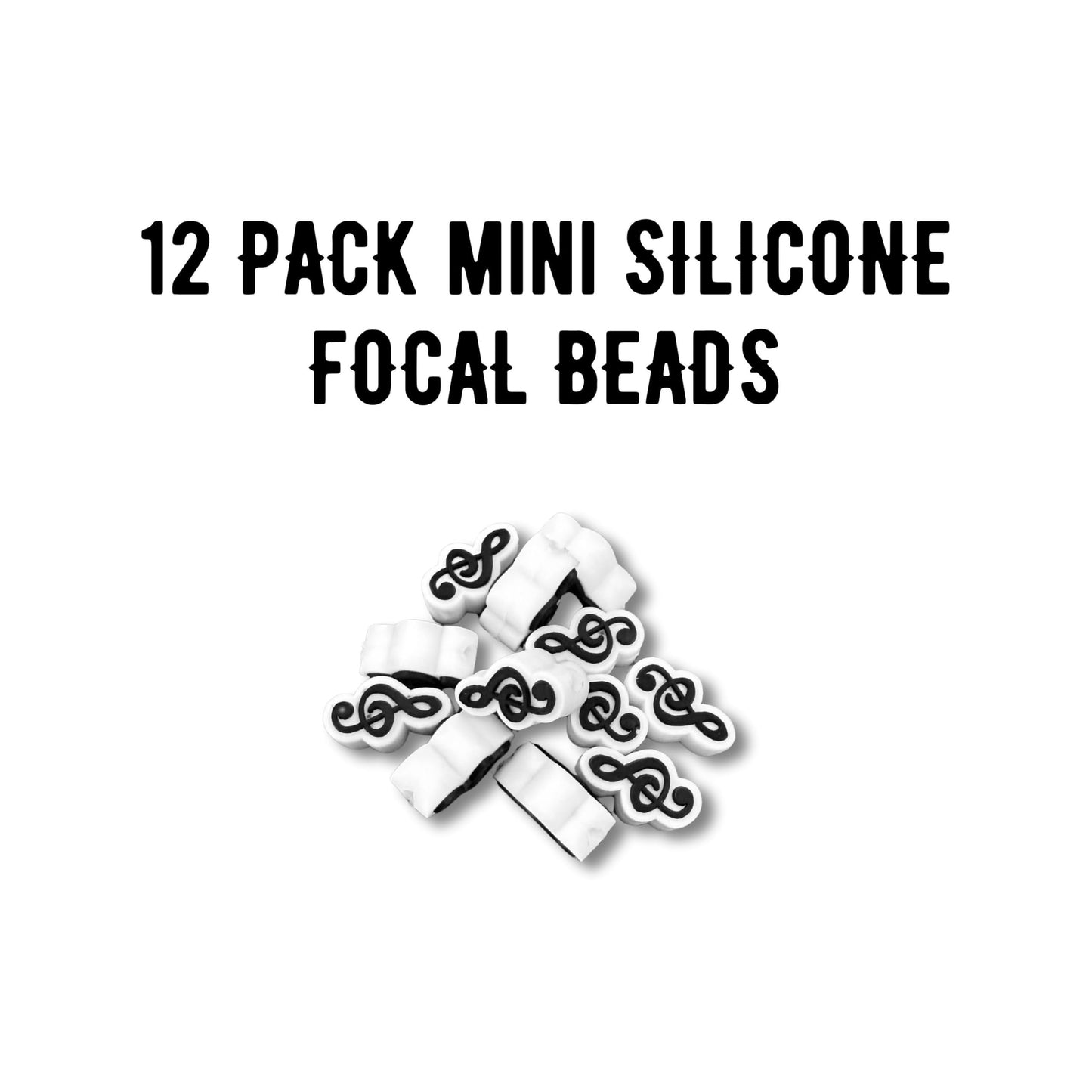 Music Notes Staff Symbol Silicone Focal Beads 12pk 0.55” for Teachers Students Musicians Piano Violin for Beadable Pens Keychains Freshies