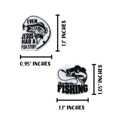 Even Jesus Had a Fishing Story and I’d Rather Be Fishing Silicone Focal Bead 12pk 6 Each Design Manly Bible Verse Beadable Pen Faith Christian