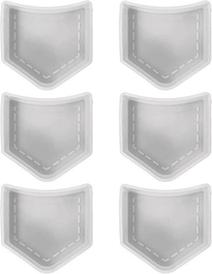 Pocket Silicone Mold | 6 Pack | Size 4.5" Wide x 4" Long x 1" Deep | Pocket Mold | Cowboy Jeans Pocket Design for Freshie, Soap, Resin, Candles