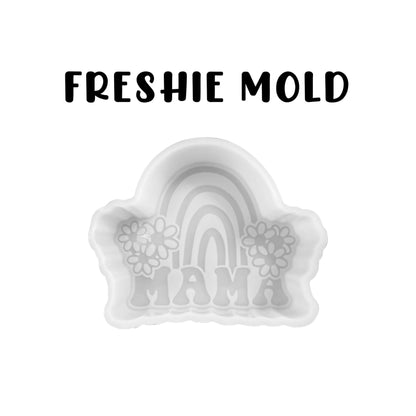 Mama Rainbow with Flowers Silicone Freshie Mold 4x3” Car Freshener Aroma Beads Hanger Mom Era Candle 90’s Retro Trendy Pride
