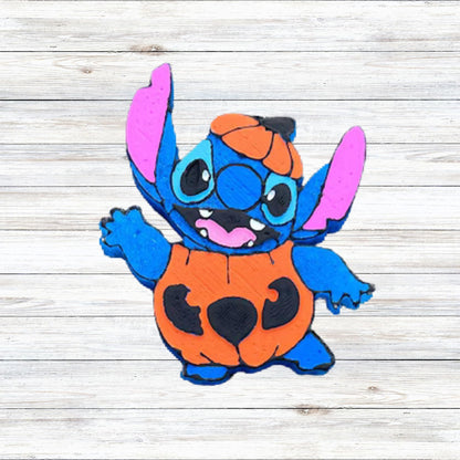 Halloween Blue Character Alien in Pumpkin Silicone Freshie Mold 3.9x4.1x0.8” Koala Hawaiian Spooky Boo Kids Movie Aroma Beads Oven Safe