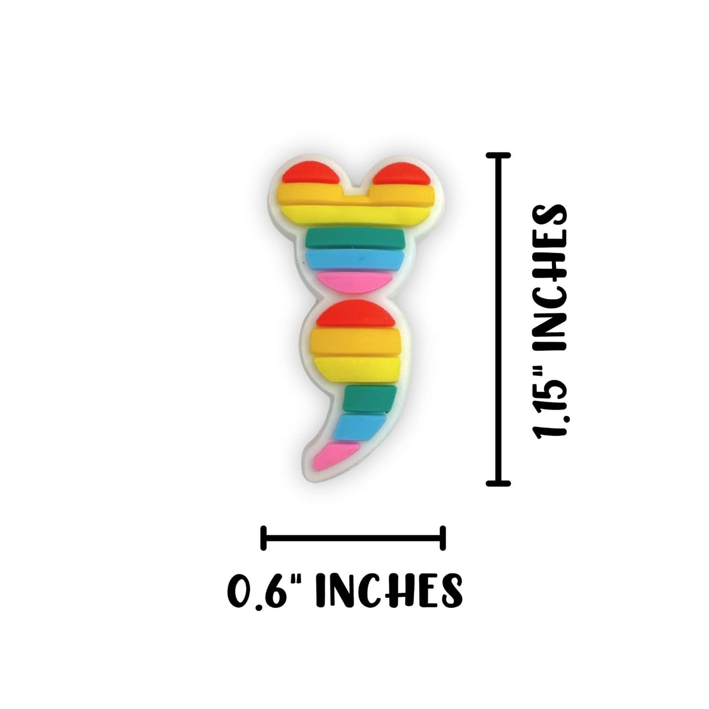 Rainbow Mouse Semicolon Magical Ears Silicone Focal Bead 12pk 1.15x0.6” Awareness Suicide Prevention Mental Health Beadable Pen Keychain DIY