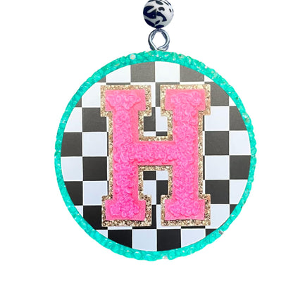Chenille Letter Freshie Cardstock Cutout Rounds | 26 pk 3” inch Circle Checkered Mix Silicone Molds Assorted Bulk Millennial Boujee Alphabet Teacher, Nurse, Initials