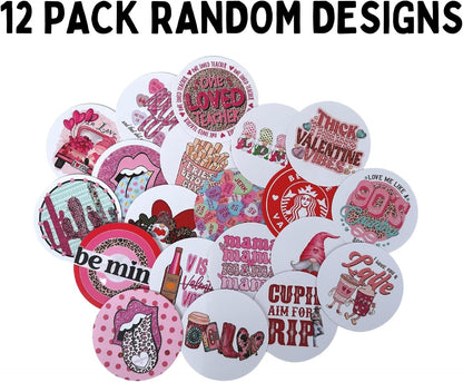 Valentine’s V-Day Car Freshie Cardstock Cutout Rounds 2” in | 12 pk Mixed for Scented Aroma Bead Bake with Silicone Mold for Car Freshie Designs Hearts Love Cupid Conversation Heart
