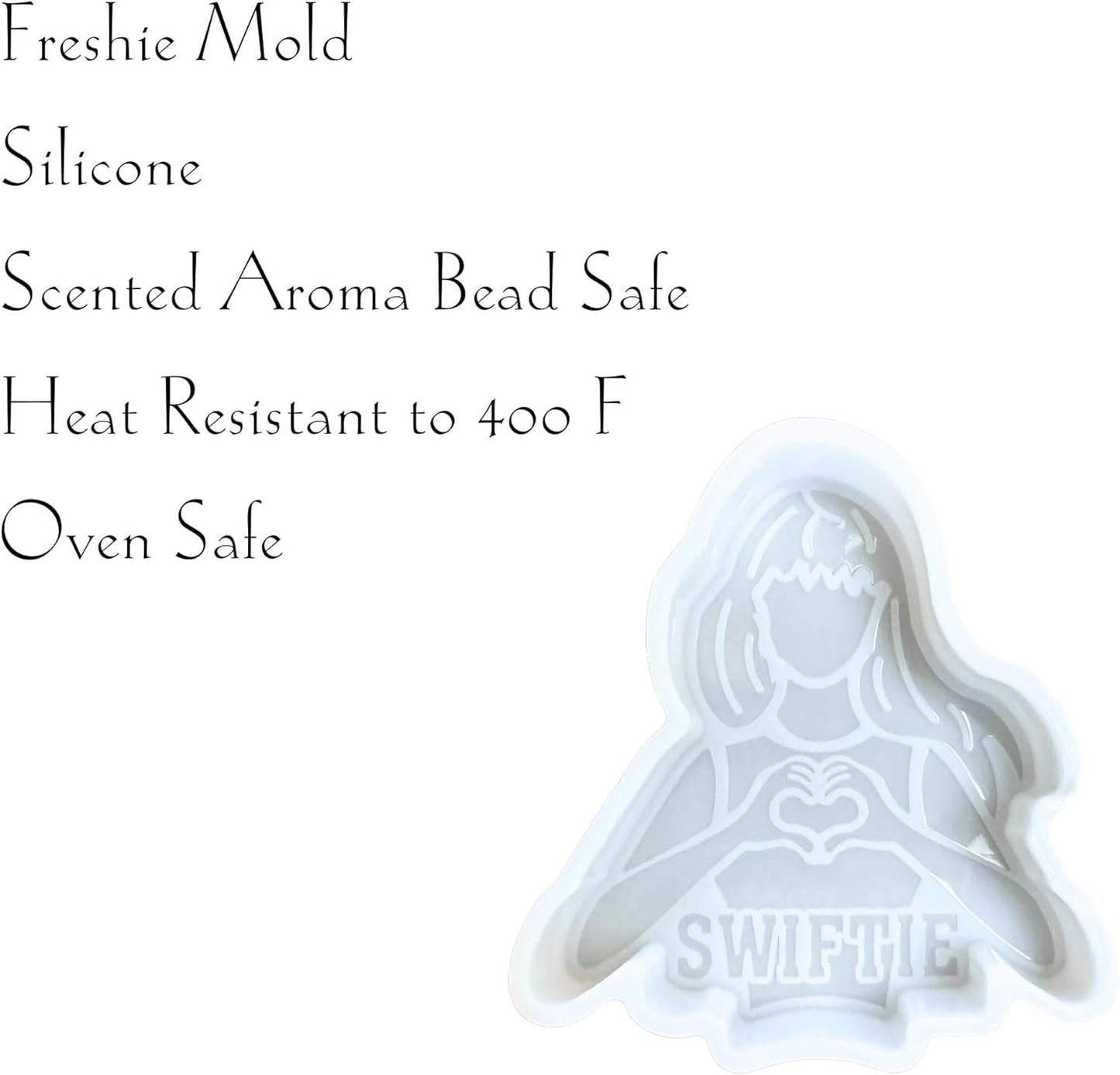 Eras Country Pop Singer Heart Hands Car Freshie Silicone Mold 4 x 3.75 x 0.8” Friendship Bracelet Lover Heat Tolerant Oven Safe Scented Aroma Beads